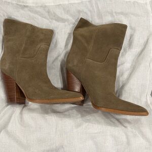 Marc Fisher Olive Suede Heeled Boots